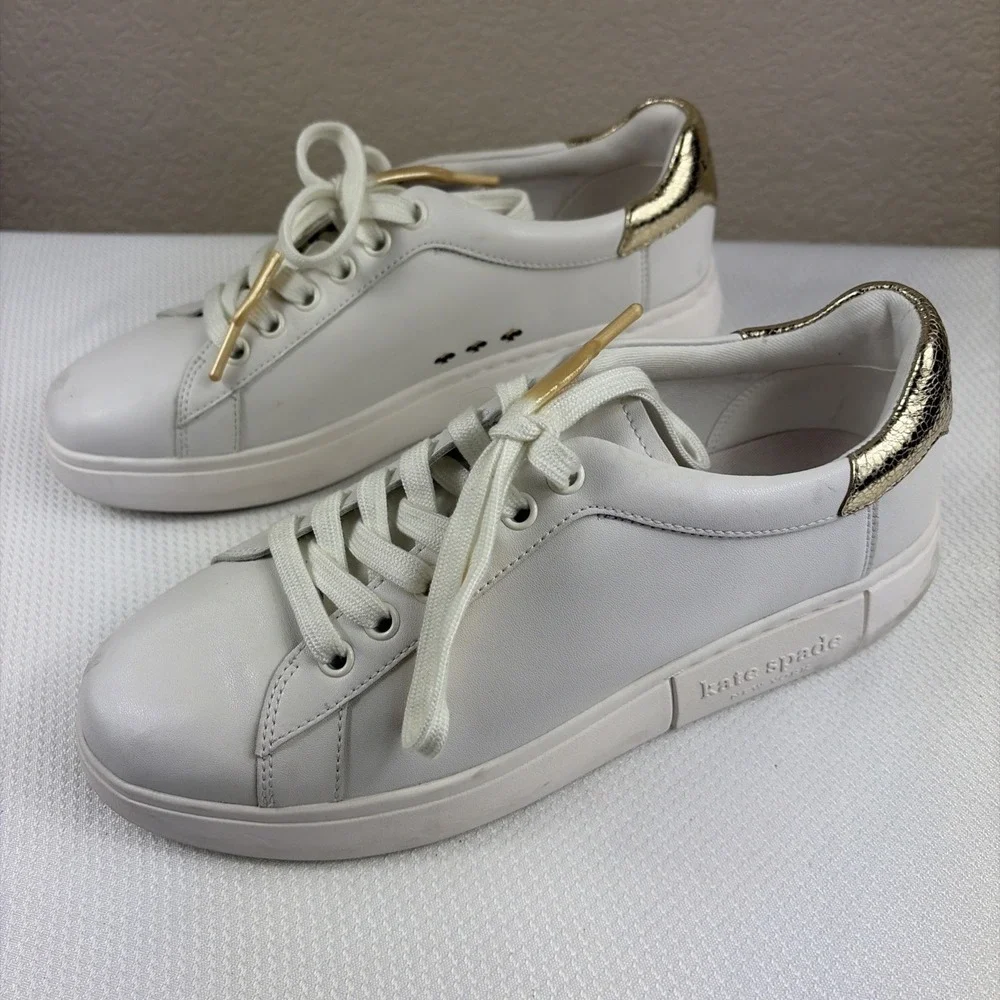 Kate‎ Spade Size 8.5 New York Lift Platform Sneaker White Leather
